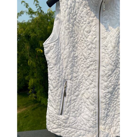 Christopher & Banks Vest White Quilted Zip Front Size Medium - Picture 4 of 6